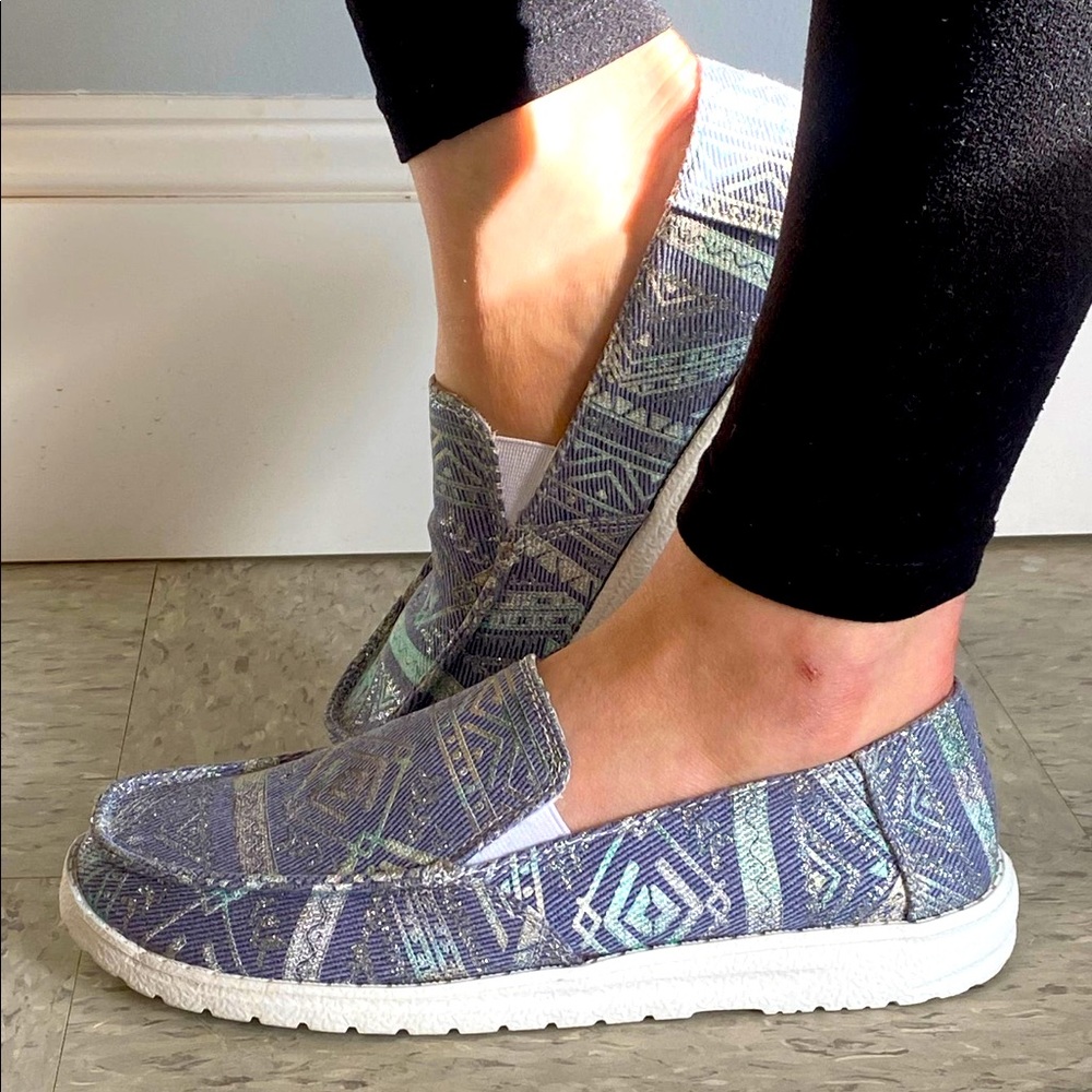 Blue Aztec Slip On Shoes NEW IN BOX
